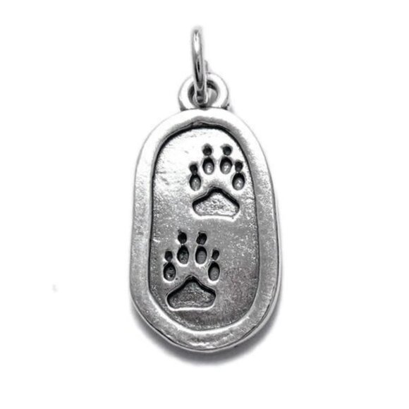 CUTE BEAR PAW PRINT CHARM IN STERLING SILVER. - Picture 1 of 1